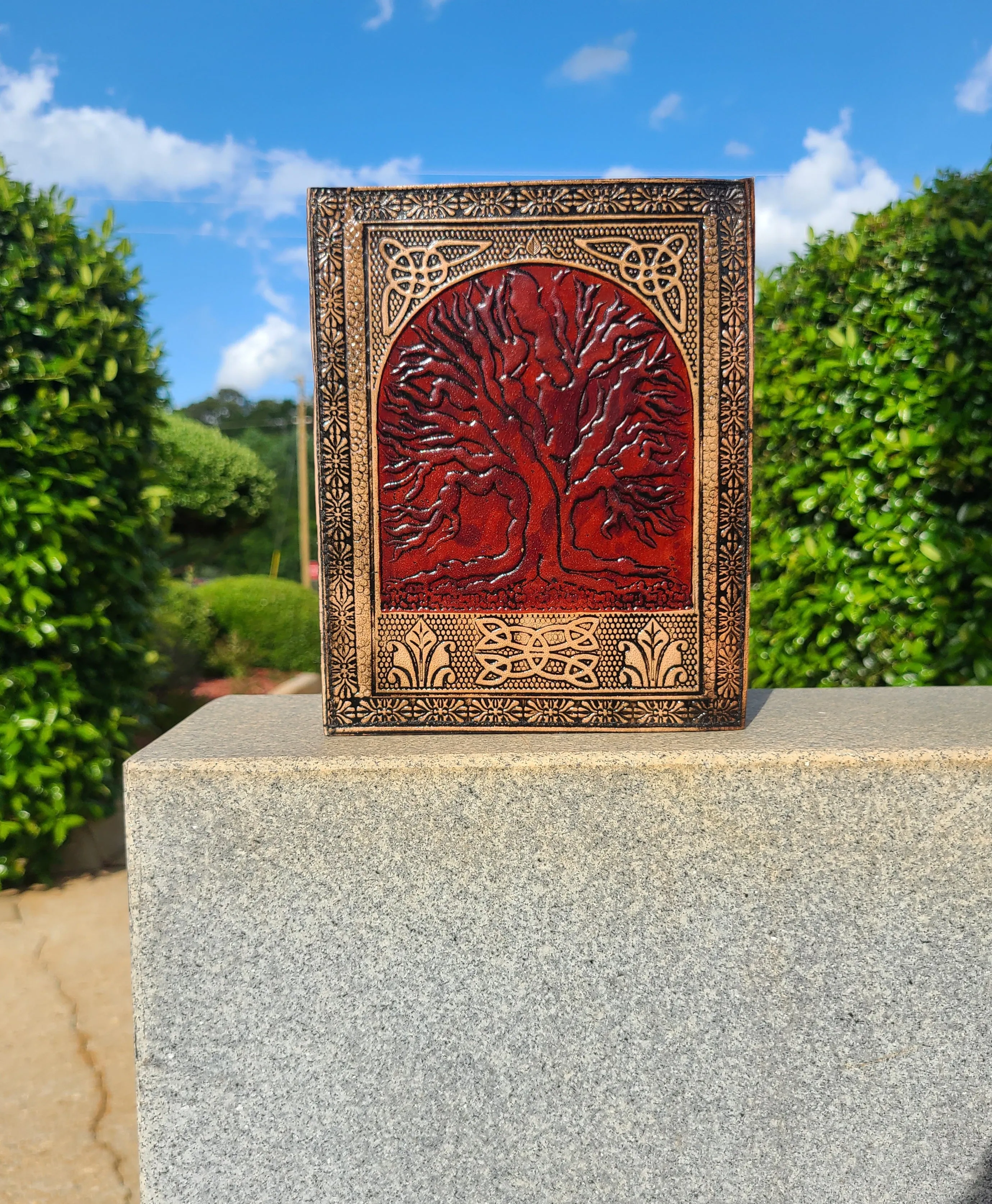 Tree Of Life Red and Tan Leather Writing Journal