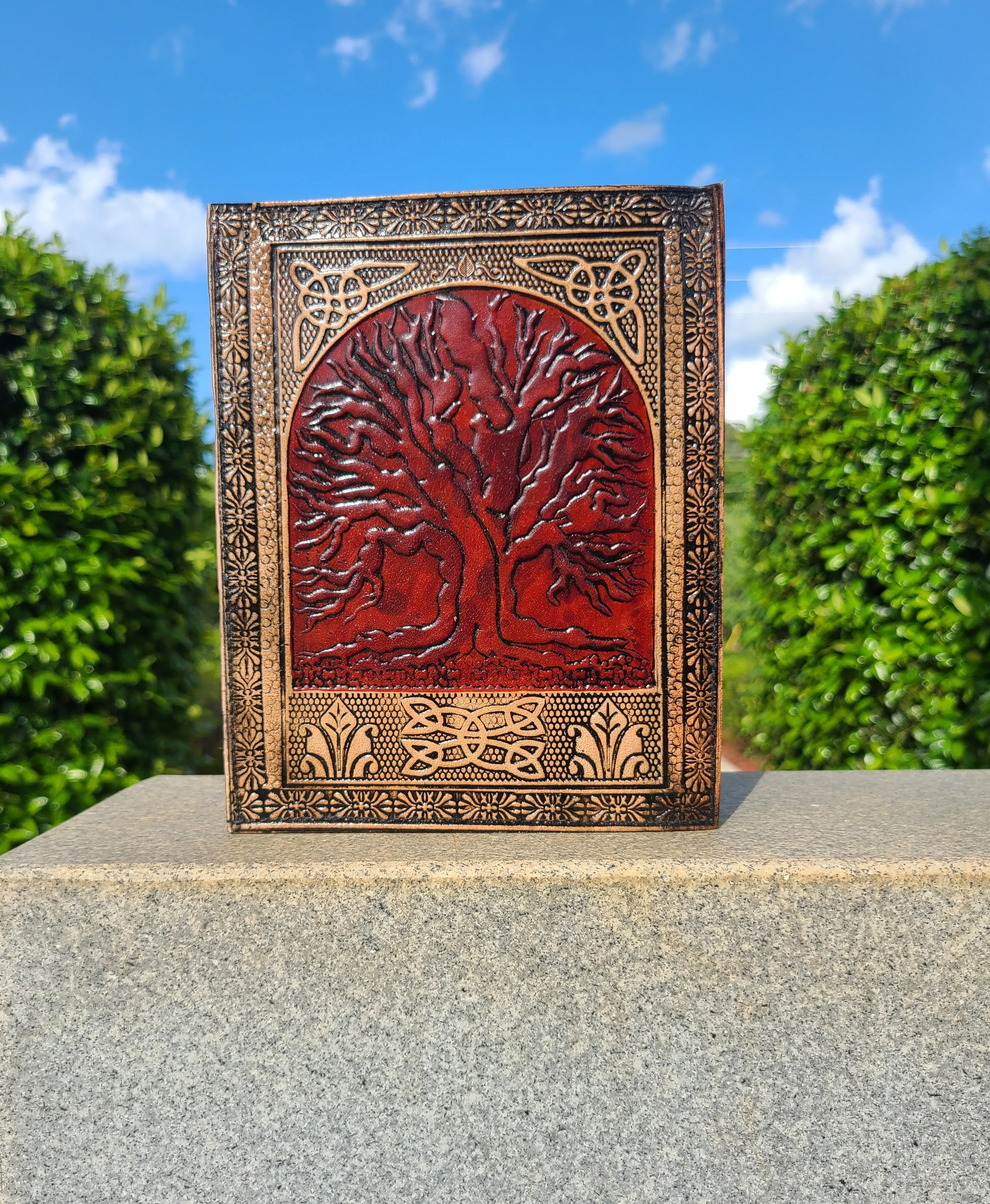 Tree Of Life Red and Tan Leather Writing Journal