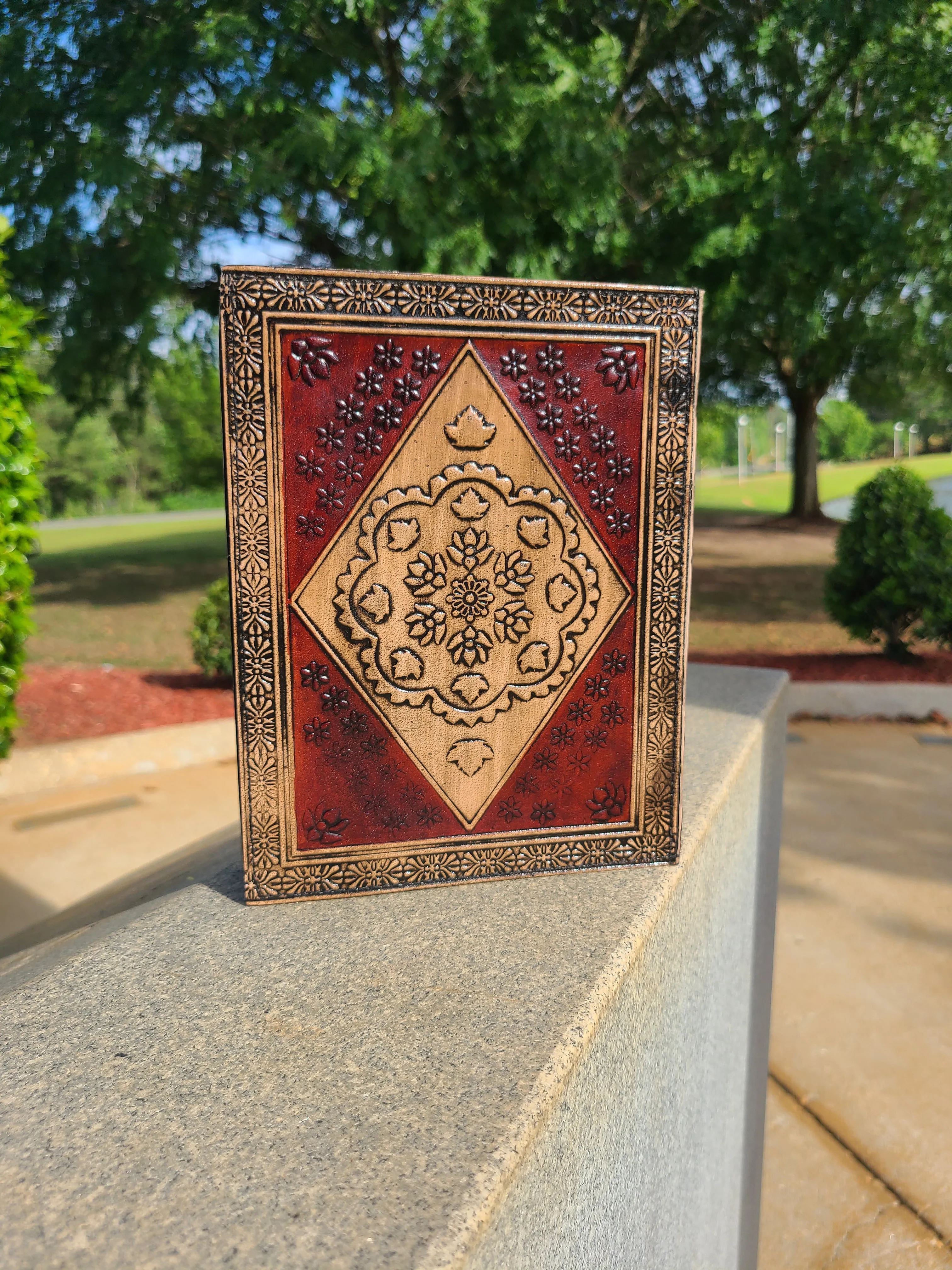 Tree Of Life Red and Tan Leather Writing Journal