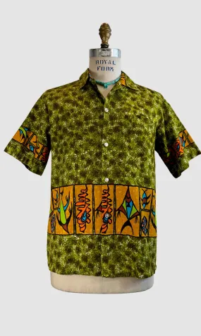 TROPICANA 60s Fish Print Tiki Shirt  Medium