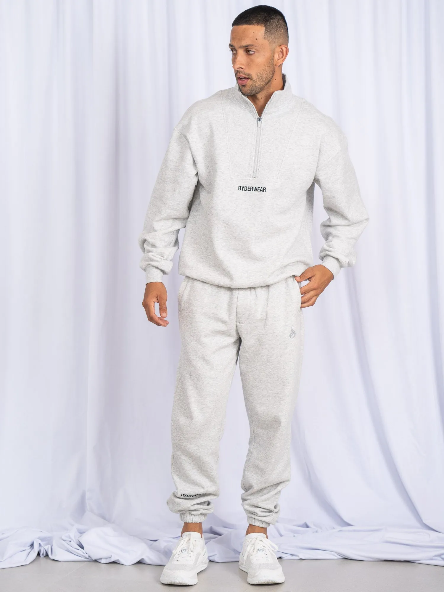 Unisex Half Zip Jumper - Snow Marl