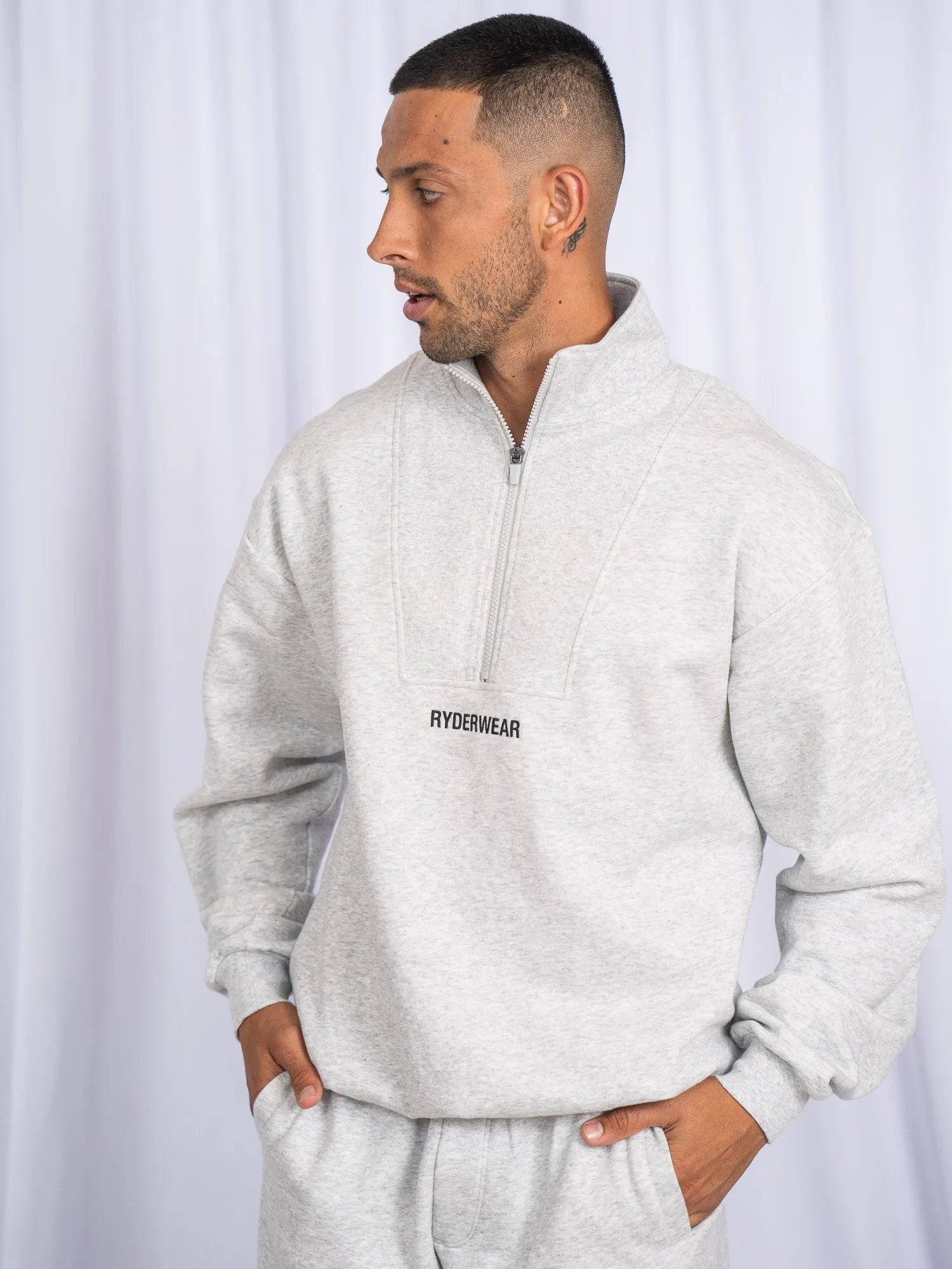 Unisex Half Zip Jumper - Snow Marl