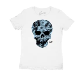 Womens Legend Blue 11 Shirt - Money Skull - White