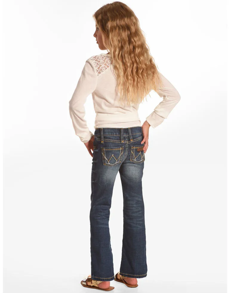 WRANGLER GIRLS' MULTI STITCH BOOTCUT SLIM FIT JEANS